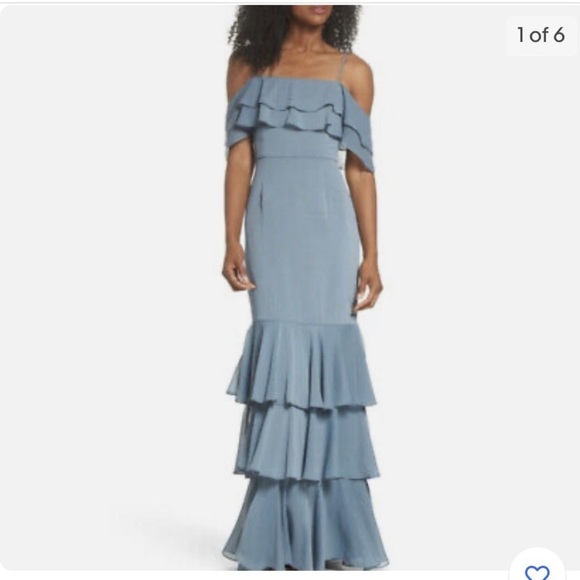 “WAYF” Lauren Off the Shoulder Ruffle Maxi Dress - Picture 1 of 16